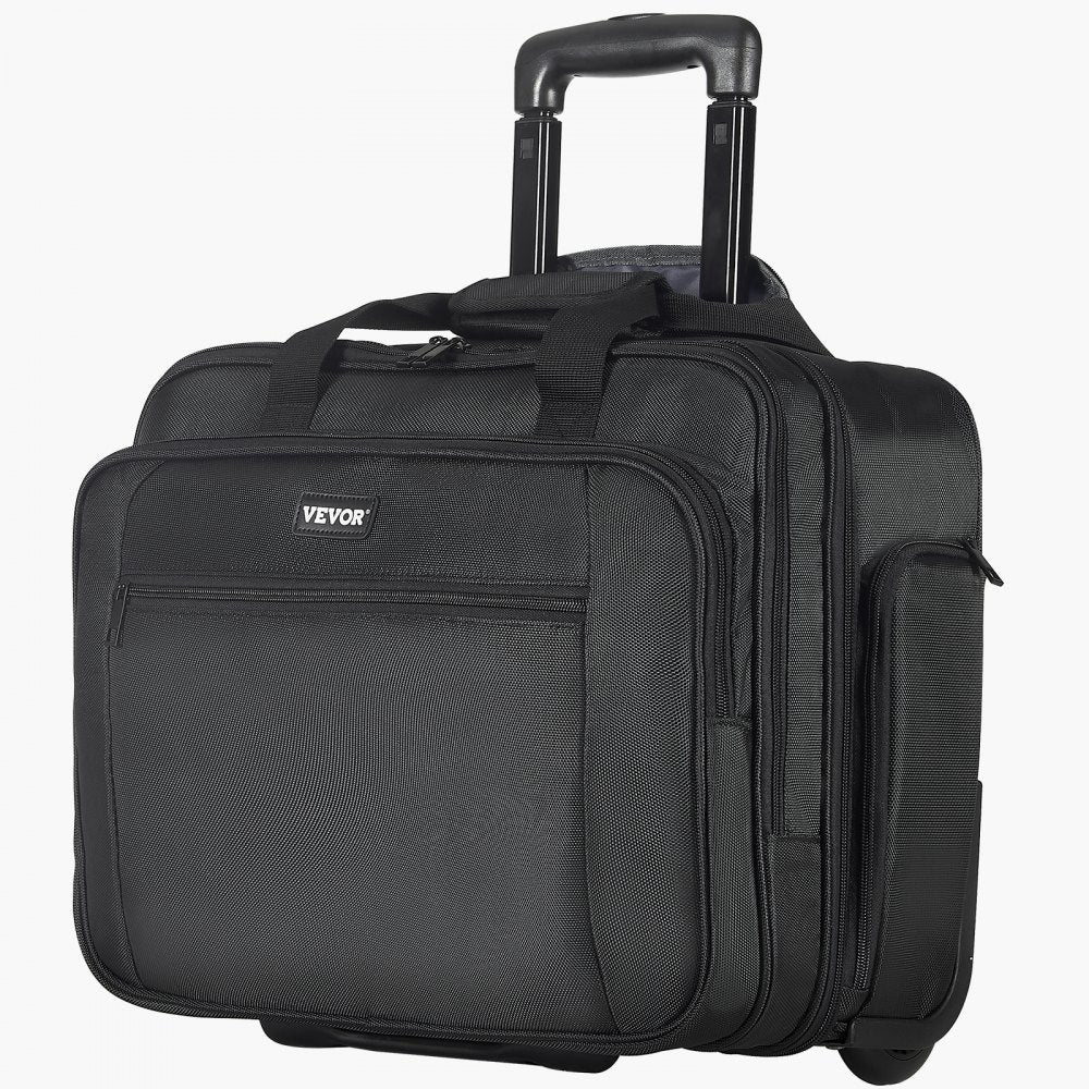 VEVOR Rolling Laptop Bag, Fits Up to 17.3 Inch Laptop, Wheeled Briefcase, Roller Computer Tote Bag with Wheels & Telescoping Handle, Laptop Case for Work Travel Business Office, Women & Men (Black)