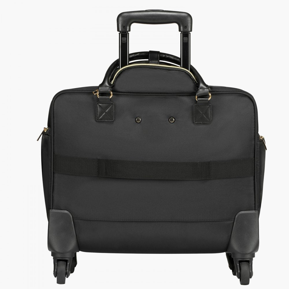 VEVOR Rolling Laptop Bag, Fits Up to 17.3 Inch Laptop, Wheeled Briefcase, Roller Computer Tote Bag with 4 Spinner Wheels & TSA Lock, Laptop Case for Work Travel Business, Women & Men (Black Gold)