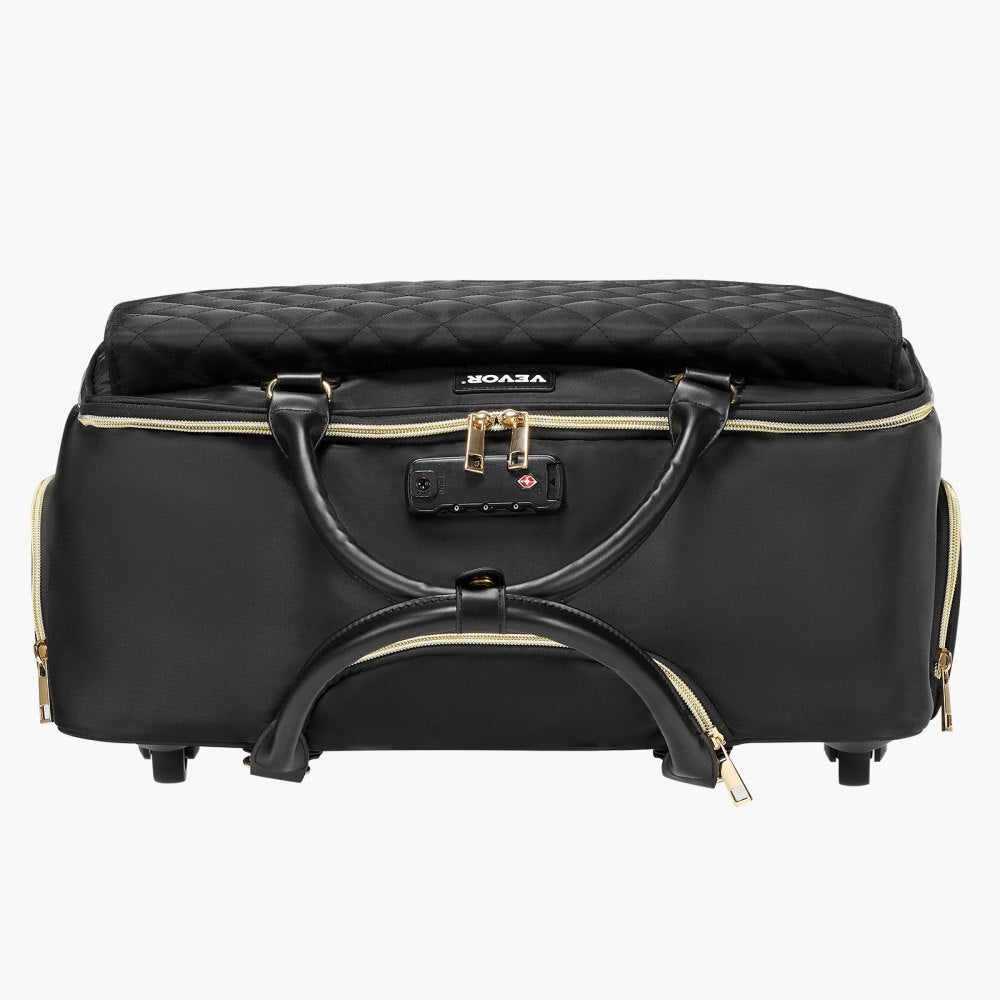 VEVOR Rolling Laptop Bag, Fits Up to 17.3 Inch Laptop, Wheeled Briefcase, Roller Computer Tote Bag with 4 Spinner Wheels & TSA Lock, Laptop Case for Work Travel Business, Women & Men (Black Gold)