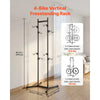 VEVOR Bike Stand for 4 Bikes, Freestanding Vertical Bike Storage Rack, with Height-Adjustable Hooks, Heavy-Duty Carbon Steel Garage Bicycle Floor Stand, Ideal for Garage, Apartment, Home, Black