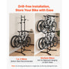 VEVOR Bike Stand for 4 Bikes, Freestanding Vertical Bike Storage Rack, with Height-Adjustable Hooks, Heavy-Duty Carbon Steel Garage Bicycle Floor Stand, Ideal for Garage, Apartment, Home, Black