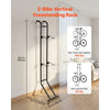 VEVOR Bike Stand for 2 Bikes, Freestanding Vertical Bike Storage Rack, with Height-Adjustable Hooks, Heavy-Duty Carbon Steel Standing Bicycle Floor Stand, Ideal for Garage, Apartment, Home, Black