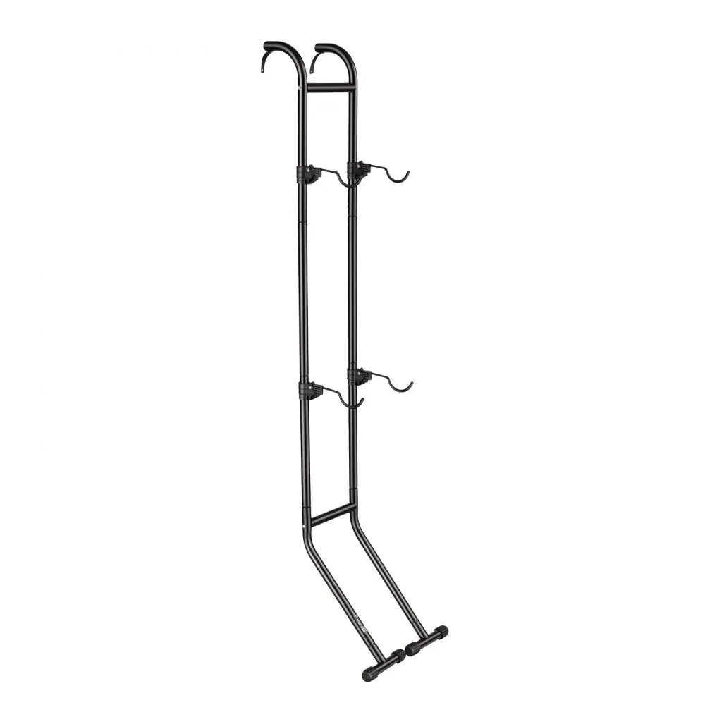 VEVOR Bike Stand for 2 Bikes, Freestanding Vertical Bike Storage Rack, with Height-Adjustable Hooks, Heavy-Duty Carbon Steel Standing Bicycle Floor Stand, Ideal for Garage, Apartment, Home, Black