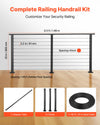 VEVOR 6.5 ft Complete Cable Railing Kit with Post, 36 inch Tall Matte Black Stainless Steel Handrail Cuttable for Outdoor/Indoor Steps, Level Hole Drilled Railing Posts System for Stairs,Deck,Balcony
