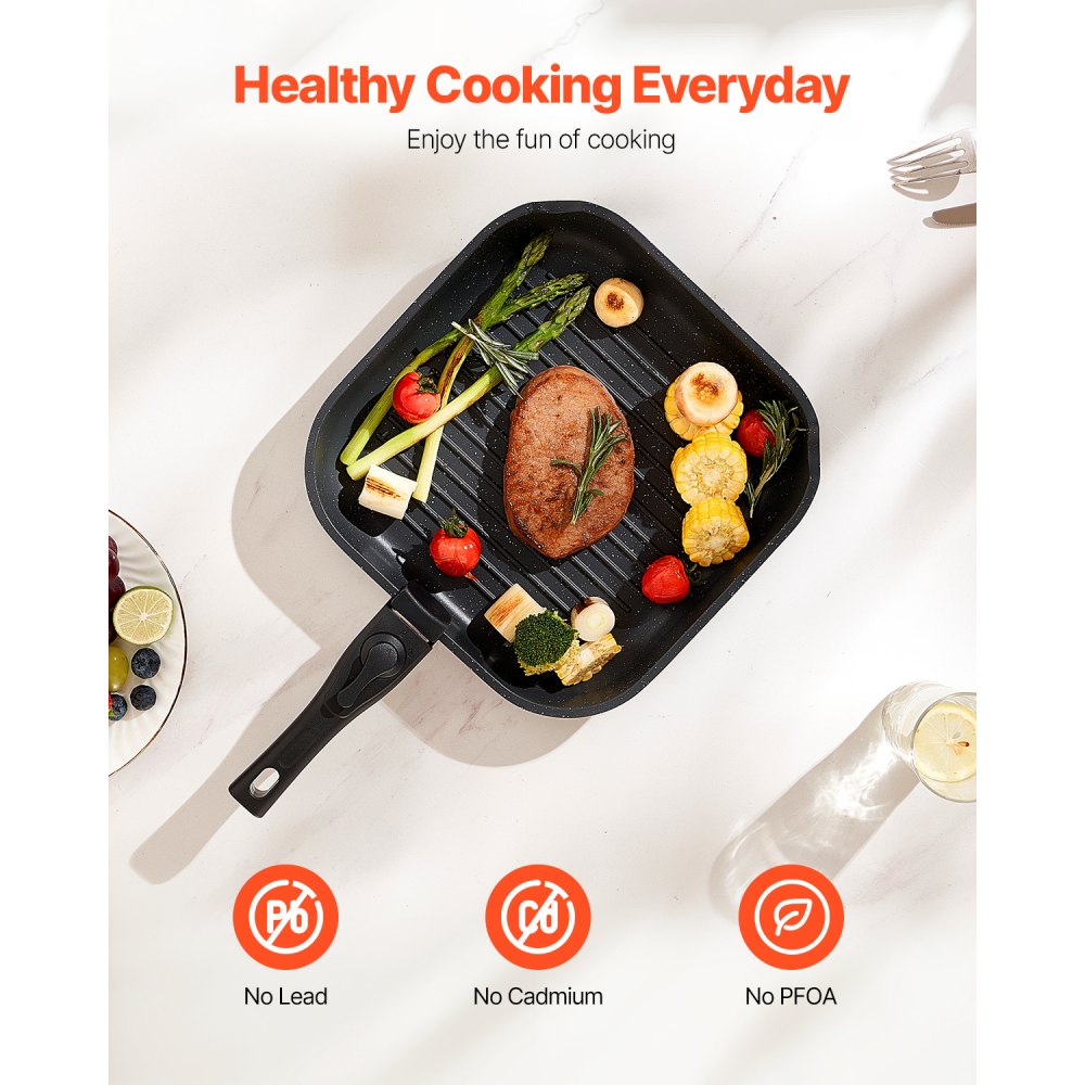 VEVOR 17 Piece Pots and Pans Set, Granite Nonstick Detachable Handle Cookware, Space Saving Induction Cookwares, Kitchen RV Cooking Sets with Frying, Sauce, Saute, Tempered Glass Lid, Oven Safe, Black