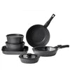 VEVOR 17 Piece Pots and Pans Set, Granite Nonstick Detachable Handle Cookware, Space Saving Induction Cookwares, Kitchen RV Cooking Sets with Frying, Sauce, Saute, Tempered Glass Lid, Oven Safe, Black