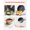 VEVOR 19 Piece Pots and Pans Set, Granite Nonstick Cookware Set, Induction Cookwares, Kitchen RV Cooking Sets with Frying, Sauce, Saute, Tempered Glass Lids, and Pan Protectors, Black