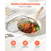 VEVOR 19 Piece Pots and Pans Set Nonstick, Granite Cookware Set, Induction Cookwares, Kitchen RV Cooking Sets with Frying, Sauce, Saute, Tempered Glass Lids, and Pan Protectors, White