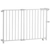 VEVOR Baby Gate, 29.5-43 Inches Adjustable Width, 28 Inches High Dog Gate, No Threshold Bar, Easy Step Walk Thru, for Child Pet Security, with Screws, One-Hand Open, for Stairs and Doorways, White