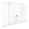 VEVOR Baby Gate for Stairs, 29.5-43 in Adjustable Width, Baby Gate with Adjustable Cat Door, with Pressure Mount Kit and Wall Mount Kit, Secure Metal Pet Door for Stairs, Doorways, and House, White