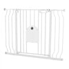 VEVOR Baby Gate for Stairs, 29.5-43 in Adjustable Width, Baby Gate with Adjustable Cat Door, with Pressure Mount Kit and Wall Mount Kit, Secure Metal Pet Door for Stairs, Doorways, and House, White
