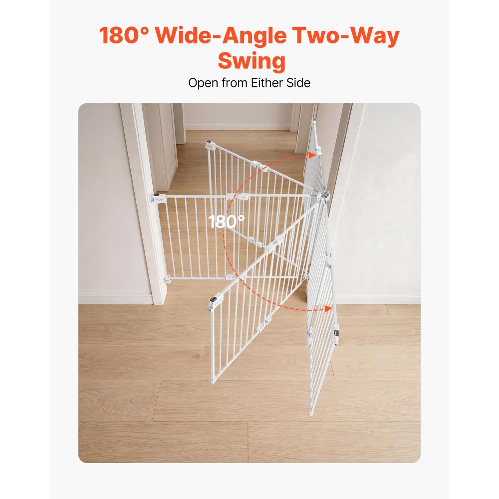 VEVOR Baby Gate for Stairs, 26-43 in Adjustable Width, 28 in High Dog Gate, No Bottom Bar, One-Handed Operation, Easy Drilling Installation with Hardware Kit, for Stairs, Doorways, and House, White