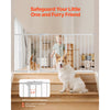 VEVOR Baby Gate, 60.6-63.3 Inches Adjustable Width, 30 Inches High Dog Gate, Easy Step Walk Thru, for Child Pet Security, Pressure Mount Kit, Wall Cups, One-Hand Open, for Stairs and Doorways, White