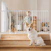 VEVOR Baby Gate, 60.6-63.3 Inches Adjustable Width, 30 Inches High Dog Gate, Easy Step Walk Thru, for Child Pet Security, Pressure Mount Kit, Wall Cups, One-Hand Open, for Stairs and Doorways, White