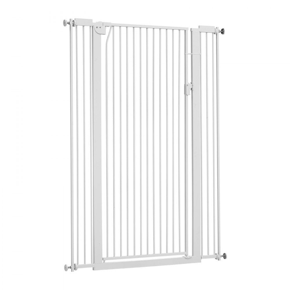 VEVOR Extra Tall Pet Gate for Cats, 29-41 in Adjustable Width, 56 in High Dog Gate, with Pressure Mount Kit and Wall Mount Kit, 1.3 in Narrow Bar Spacing, for Stairs, Doorways, and House, White