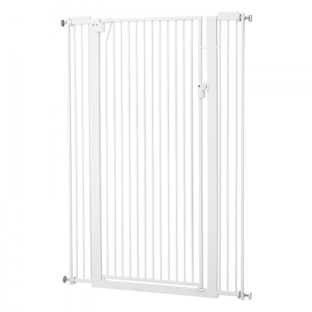 VEVOR Extra Tall Pet Gate for Cats, 29-41 in Adjustable Width, 56 in High Dog Gate, with Pressure Mount Kit and Wall Mount Kit, 1.3 in Narrow Bar Spacing, for Stairs, Doorways, and House, White