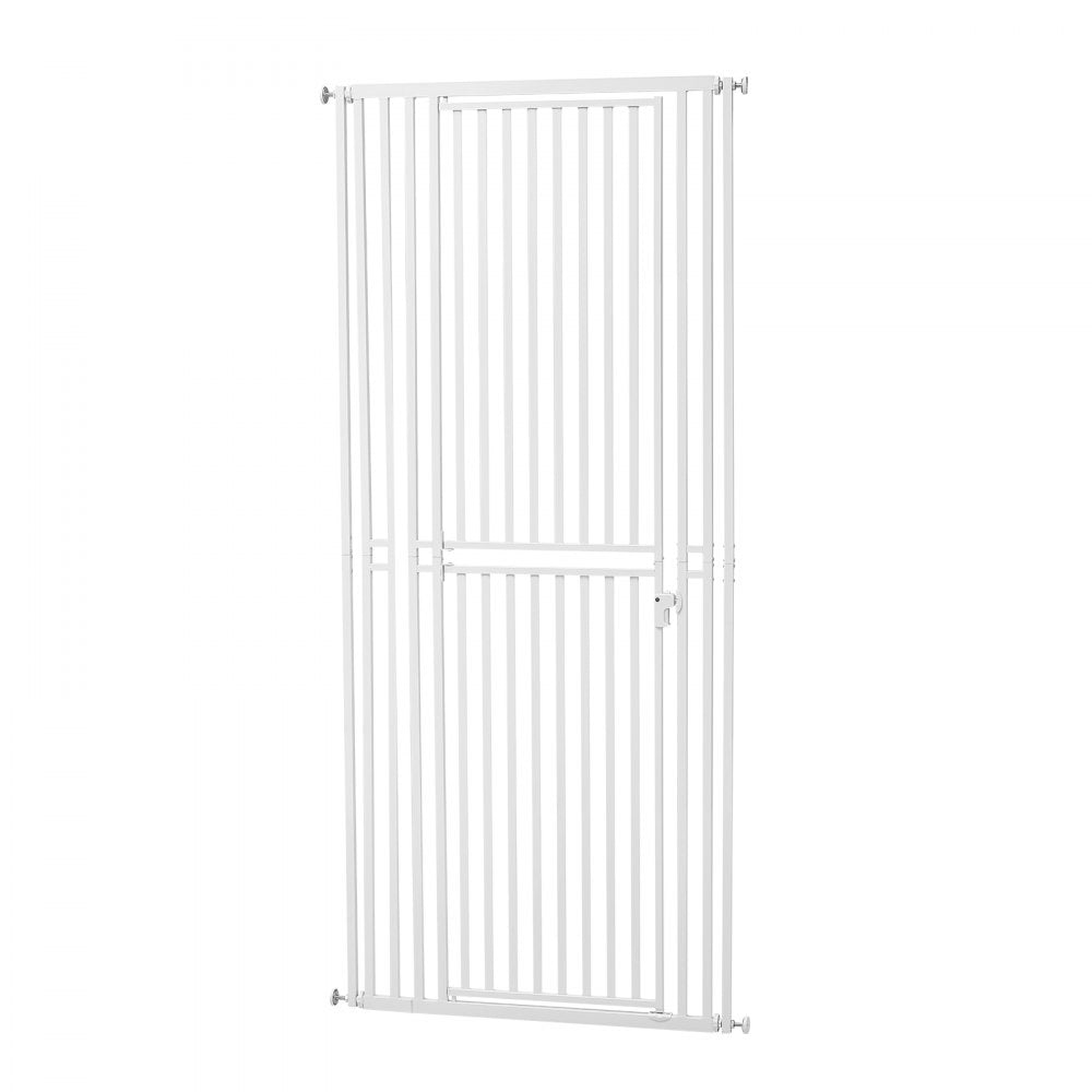 VEVOR Extra Tall Pet Gate for Cats, 28-34 in  Adjustable Width, 78.7 in High Dog Gate, with Pressure Mount Kit and Wall Mount Kit, 1.2 in Narrow Bar Spacing, for Stairs, Doorways, and House, Black