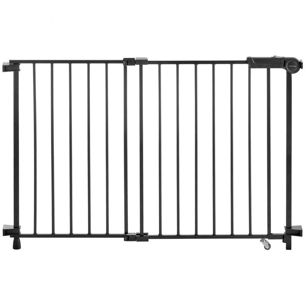 VEVOR Baby Gate, 29.5-43 Inches Adjustable Width, 28 Inches High Dog Gate, No Threshold Bar, Easy Step Walk Thru, for Child Pet Security, with Screws, One-Hand Open, for Stairs and Doorways, Black