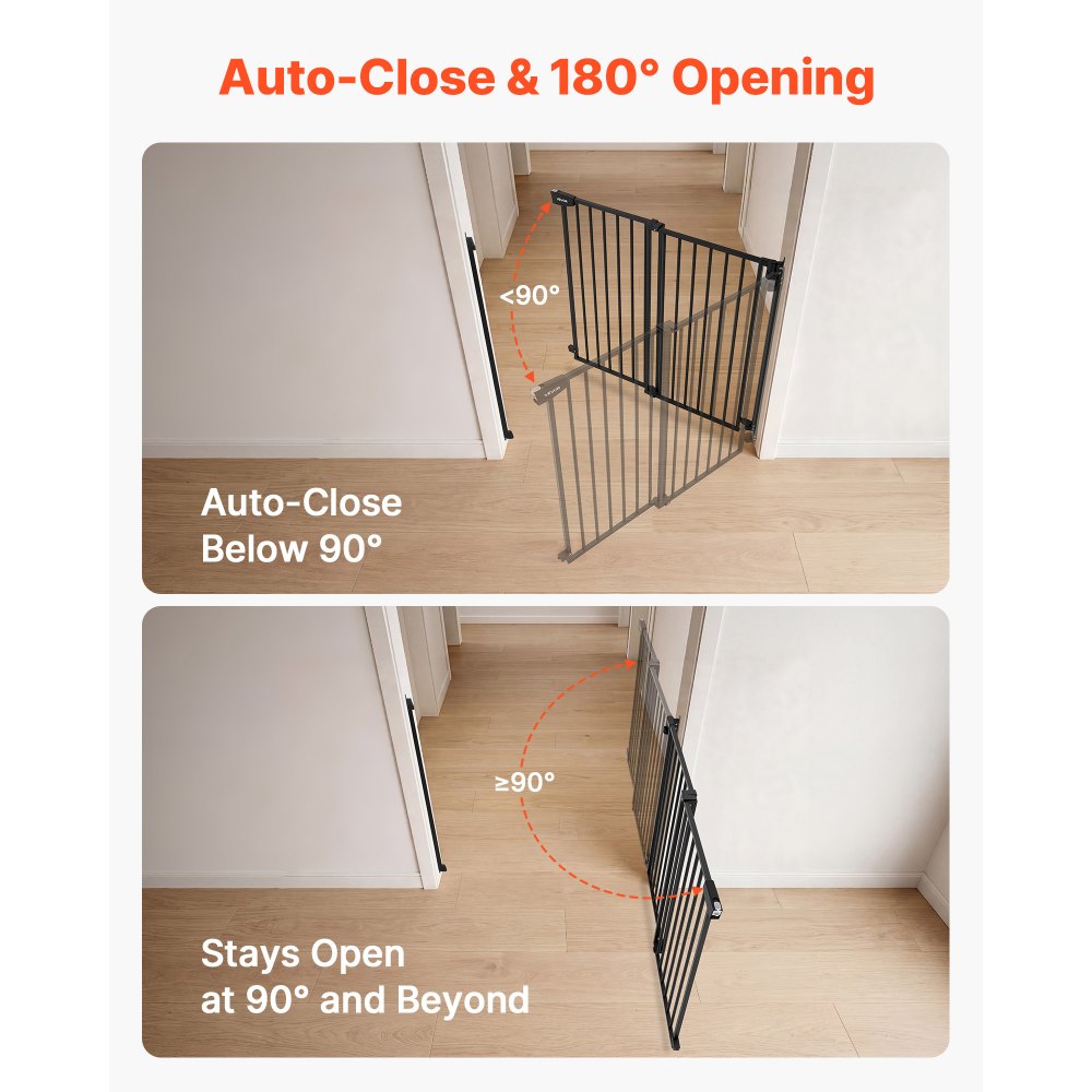 VEVOR Baby Gate for Stairs, 28-43 in Adjustable Width, 30 in High Dog Gate, No Bottom Bar, One-Handed Operation, Easy Drilling Installation with Hardware Kit, for Stairs, Doorways, and House, Black