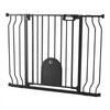 VEVOR Baby Gate for Stairs, 29.5-43 in Adjustable Width, Baby Gate with Adjustable Cat Door, with Pressure Mount Kit and Wall Mount Kit, Secure Metal Pet Door for Stairs, Doorways, and House, Black