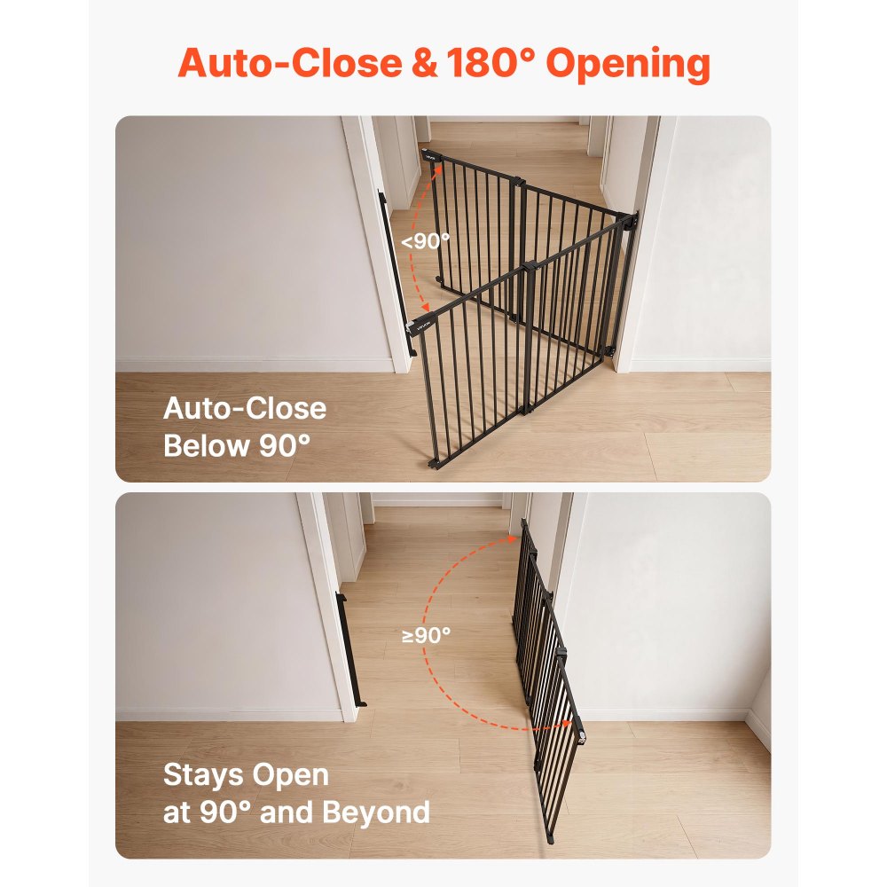 VEVOR Baby Gate for Stairs, 31-48 in Adjustable Width, 36 in High Dog Gate, No Bottom Bar, One-Handed Operation, Easy Drilling Installation with Hardware Kit, for Stairs, Doorways, and House, Black