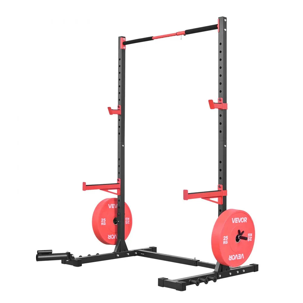 VEVOR Power Cage Rack, Multifunctional Squat Rack for Home Gym, Width-Adjustable Workout Strength Training Equipment with 6 Band Pegs, Landmine Attachment & Safety Bars for Bench Press Squats Pull-Up