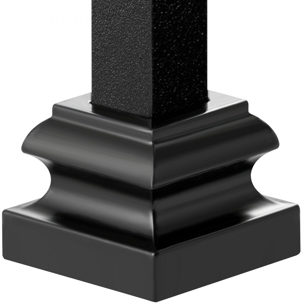 VEVOR Aluminum Alloy Baluster Shoes Stair Flat Shoe with Screw Holes for 1/2 Inch Square Scroll Basket Twist Knuckle Staircase Balusters Metal Spindle Railing, Satin Black (50 Pcs)