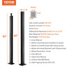 VEVOR Cable Railing Post, 42" x 2" x 2" Steel Level Deck Railing Post Without Holes, SUS304 Stainless Steel Cable Rail Post, Stair Handrail Post with Horizontal and Curved Bracket, 1-Pack, Black