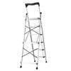 VEVOR 6 Step Ladder, Folding Step Stool with Wide Anti-Slip Pedal and Comfort Handgrip, 330 lbs Capacity Portable Aluminum Stepladder, Multi-Use for Kitchen, Warehouse, Household and Office, Silver