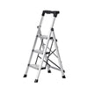 VEVOR 3 Step Ladder, Folding Step Stool with Wide Anti-Slip Pedal and Comfort Handgrip, 330 lbs Capacity Portable Aluminum Stepladder, Multi-Use for Kitchen, Warehouse, Household and Office, Silver