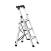 VEVOR 3 Step Ladder, Folding Step Stool with Wide Anti-Slip Pedal and Comfort Handgrip, 330 lbs Capacity Portable Aluminum Stepladder, Multi-Use for Kitchen, Warehouse, Household and Office, Silver