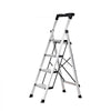 VEVOR 4 Step Ladder, Folding Step Stool with Wide Anti-Slip Pedal and Comfort Handgrip, 330 lbs Capacity Portable Aluminum Stepladder, Multi-Use for Kitchen, Home, Warehouse and Office, Silver