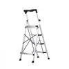 VEVOR 4 Step Ladder, Folding Step Stool with Wide Anti-Slip Pedal and Comfort Handgrip, 330 lbs Capacity Portable Aluminum Stepladder, Multi-Use for Kitchen, Home, Warehouse and Office, Silver