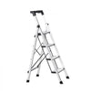VEVOR 4 Step Ladder, Folding Step Stool with Wide Anti-Slip Pedal and Comfort Handgrip, 330 lbs Capacity Portable Aluminum Stepladder, Multi-Use for Kitchen, Home, Warehouse and Office, Silver