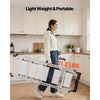 VEVOR 5 Step Ladder, Folding Step Stool with Wide Anti-Slip Pedal and Comfort Handgrip, 330 lbs Capacity Portable Aluminum Stepladder, Multi-Use for Kitchen, Warehouse, Household and Office, Silver