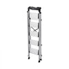 VEVOR 5 Step Ladder, Folding Step Stool with Wide Anti-Slip Pedal and Comfort Handgrip, 330 lbs Capacity Portable Aluminum Stepladder, Multi-Use for Kitchen, Warehouse, Household and Office, Silver