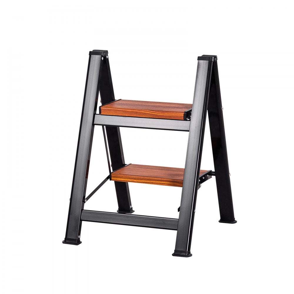 VEVOR 2 Step Ladder, Folding Step Stool with Wide Anti-Slip Pedal and Comfort Handgrip, Lightweight 330 lbs Capacity Portable Aluminum Plant Support, Multi-Use for Adults, Home Repairing, Cleaning