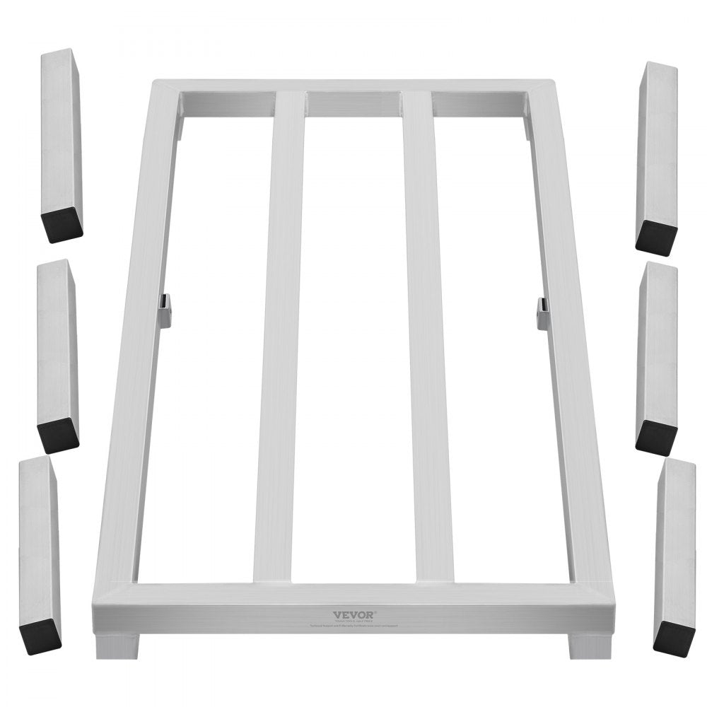 VEVOR Aluminum Dunnage Rack, 60” x 20” Commercial Food Floor Rack, 12” Off the Floor, 1800 lbs Capacity All-Welded Aluminum Storage Rack, for Storage in Restaurants, Kitchens, Garages and Vehicles