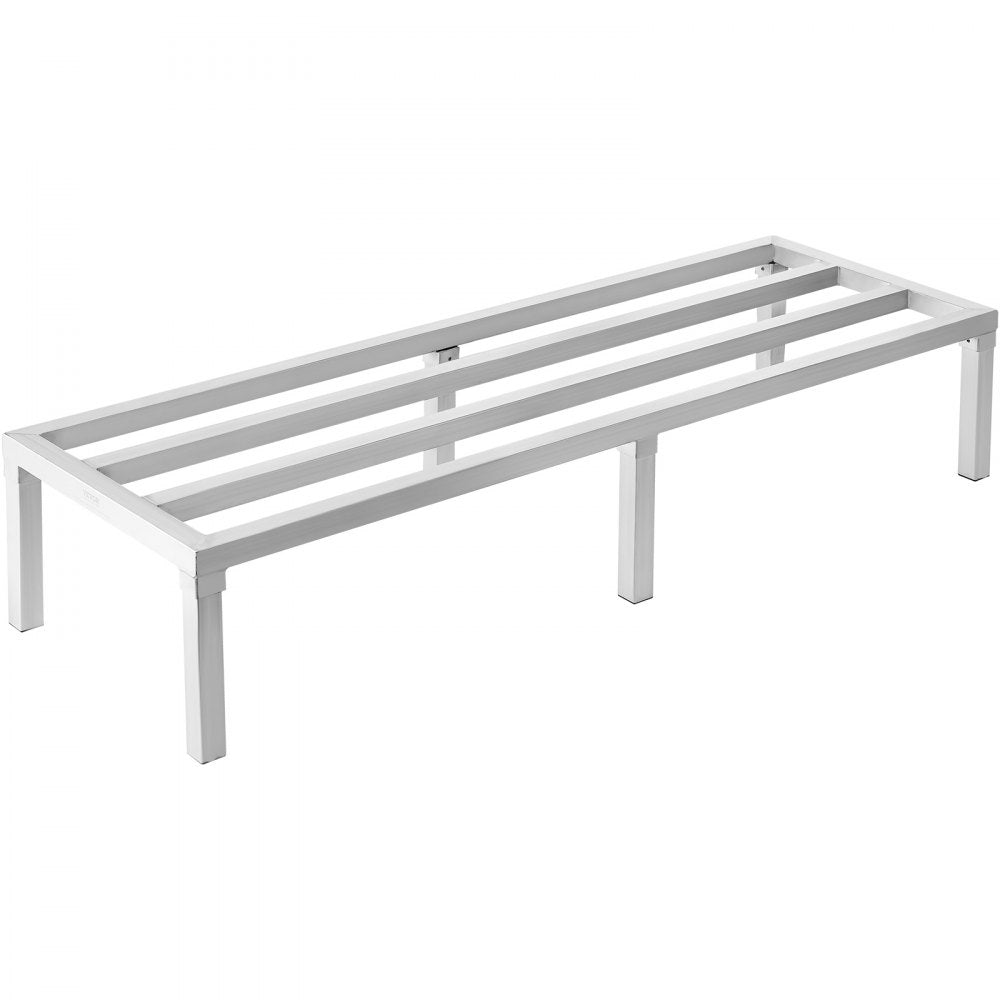 VEVOR Aluminum Dunnage Rack, 60” x 20” Commercial Food Floor Rack, 12” Off the Floor, 1800 lbs Capacity All-Welded Aluminum Storage Rack, for Storage in Restaurants, Kitchens, Garages and Vehicles