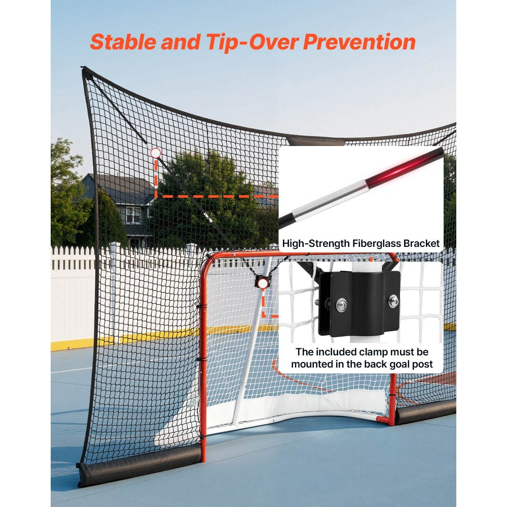 VEVOR Hockey Net Backstop, 12x7 ft Durable Hockey Goal Backstop Net with Extended Coverage, Lightweight and Portable Backyard Training Equipment, Easy Assembly, for Youth Adult (NET ONLY)