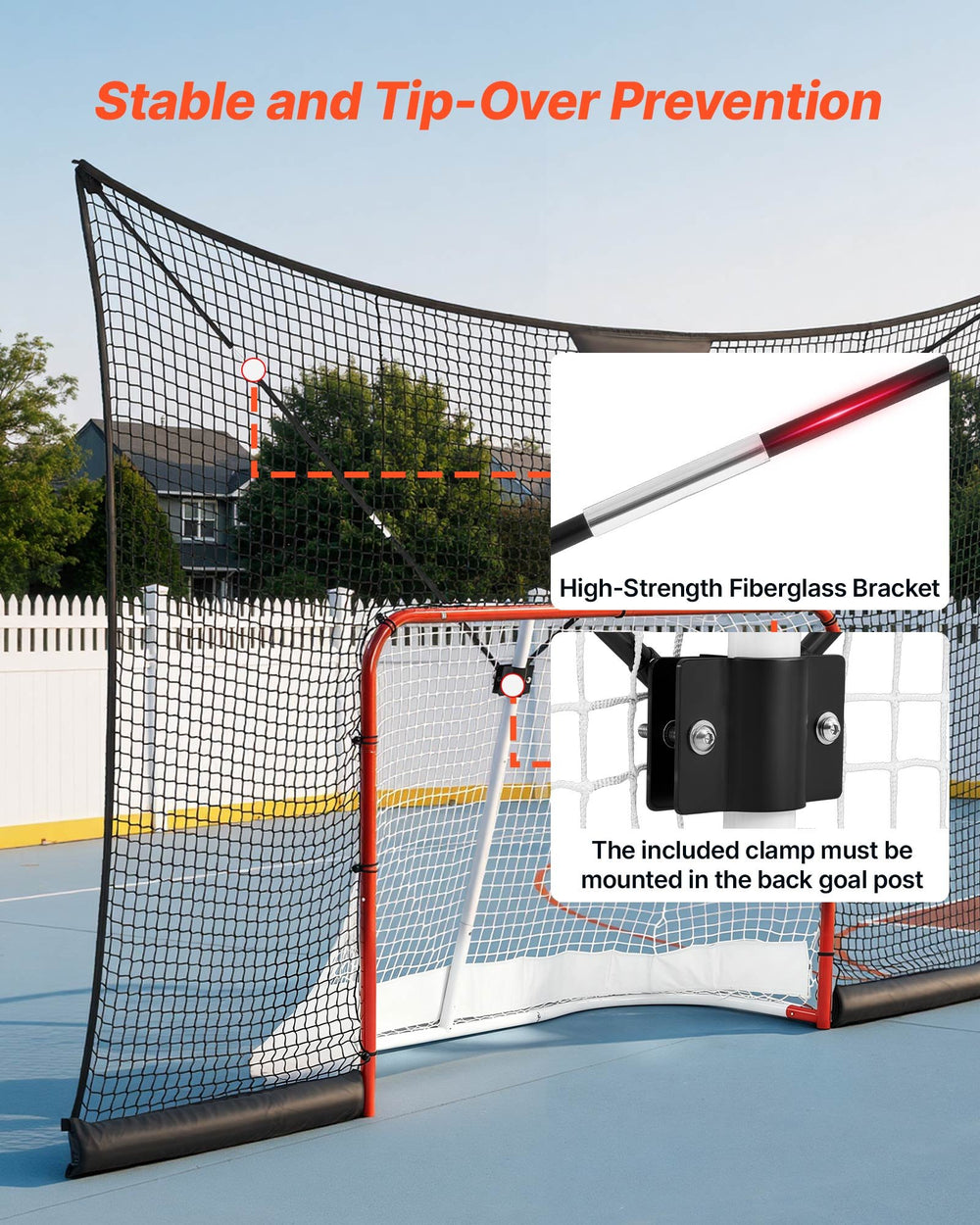 VEVOR Hockey Net Backstop, 12x7 ft Durable Hockey Goal Backstop Net with Extended Coverage, Lightweight and Portable Backyard Training Equipment, Easy Assembly, for Youth Adult (NET ONLY)