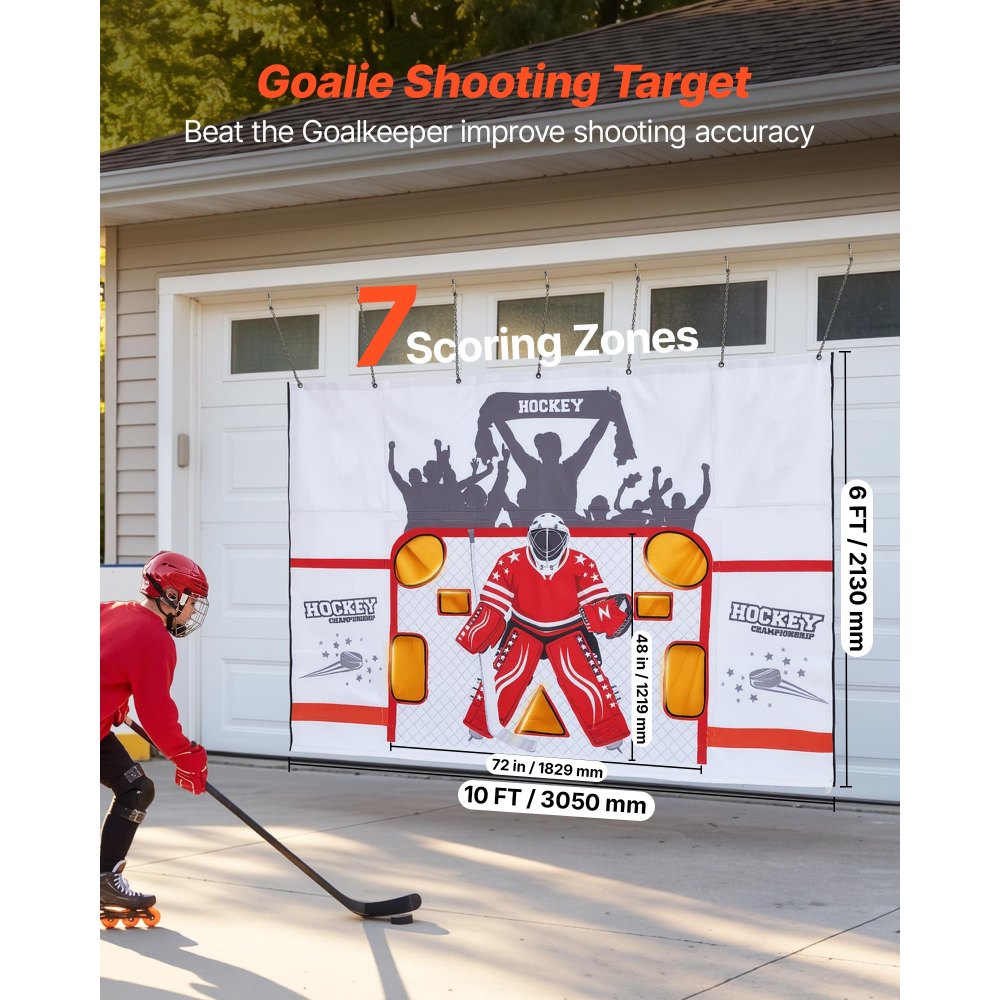 VEVOR Hockey Shooting Tarp, Shooter Tutor Ice Hockey Goal Practice Target, Tear-proof Premium Net with 7 Holes, Easy Set Up Hockey Net Replacement, Training Equipment for Practicing Shooting Accuracy