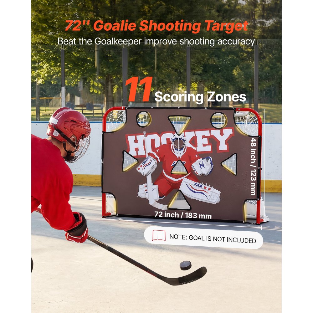 VEVOR Street Hockey Goalie Shooting Target, Shooter Tutor Ice Hockey Goal Practice Target, Tear-proof Premium Net with 11 Hole, Easy Attach Targets, Training Equipment for Practicing Shooting Accuracy