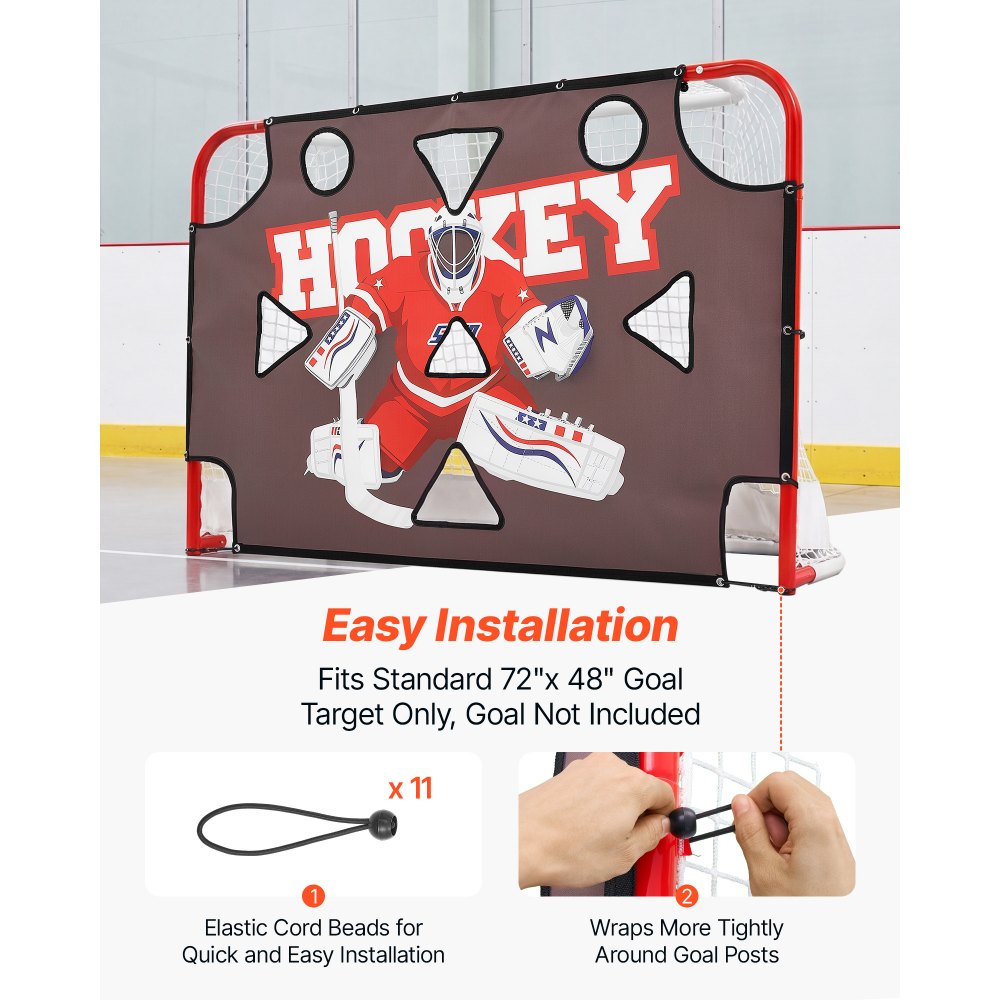 VEVOR Street Hockey Goalie Shooting Target, Shooter Tutor Ice Hockey Goal Practice Target, Tear-proof Premium Net with 11 Hole, Easy Attach Targets, Training Equipment for Practicing Shooting Accuracy