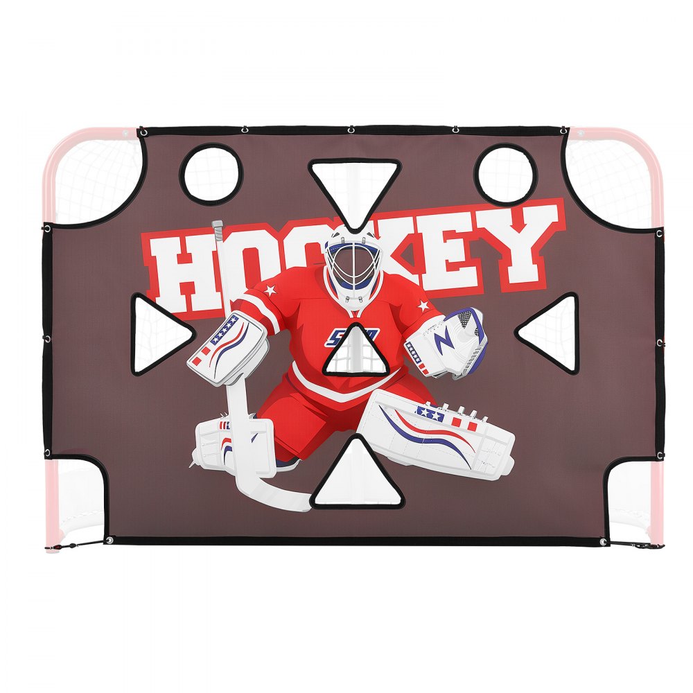 VEVOR Street Hockey Goalie Shooting Target, Shooter Tutor Ice Hockey Goal Practice Target, Tear-proof Premium Net with 11 Hole, Easy Attach Targets, Training Equipment for Practicing Shooting Accuracy
