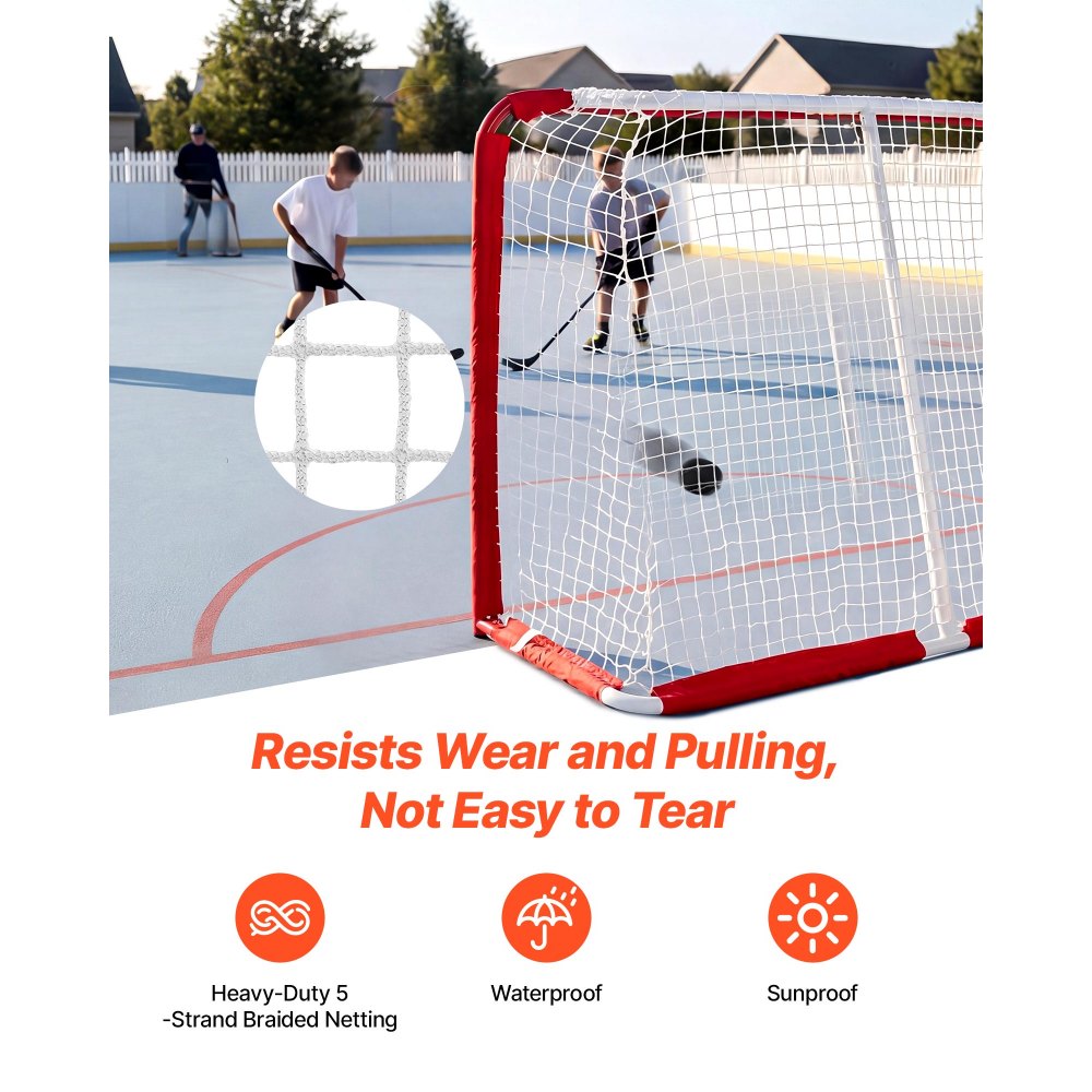VEVOR Street Hockey Goal, Heavy-Duty Steel Street + Roller Hockey Nets, Durable Hockey Net for Indoor Outdoor Use, Lightweight Portable Training, Easy Assembly for Backyard Park Garage, 55.9 x 44.5 in