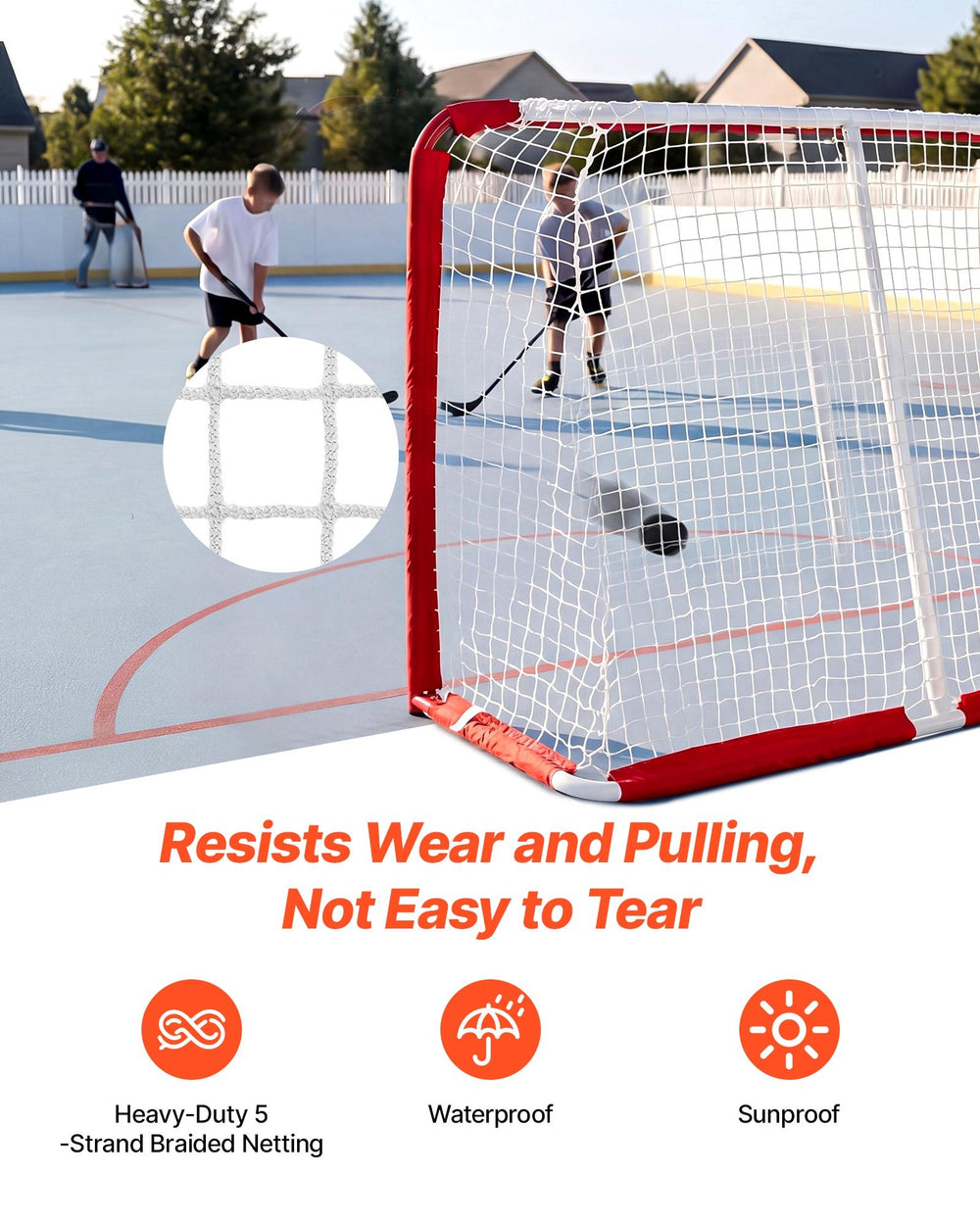 VEVOR Street Hockey Goal, Heavy-Duty Steel Street + Roller Hockey Nets, Durable Hockey Net for Indoor Outdoor Use, Lightweight Portable Training, Easy Assembly for Backyard Park Garage, 55.9 x 44.5 in