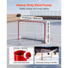 VEVOR Street Hockey Goal, Heavy-Duty Steel Street + Roller Hockey Nets, Durable Hockey Net for Indoor Outdoor Use, Lightweight Portable Training, Easy Assembly for Backyard Park Garage, 72 x 48 in