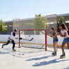 VEVOR Hockey Goal with Backstop and Targets, 10x6FT Street Steel Hockey Goal Set, Pro Lightweight and Portable Training Equipment, Durable Net for Indoor & Outdoor Use, Easy Assembly, White/Red