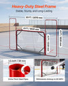 VEVOR Hockey Goal with Backstop and Targets, 10x6FT Street Steel Hockey Goal Set, Pro Lightweight and Portable Training Equipment, Durable Net for Indoor & Outdoor Use, Easy Assembly, White/Red